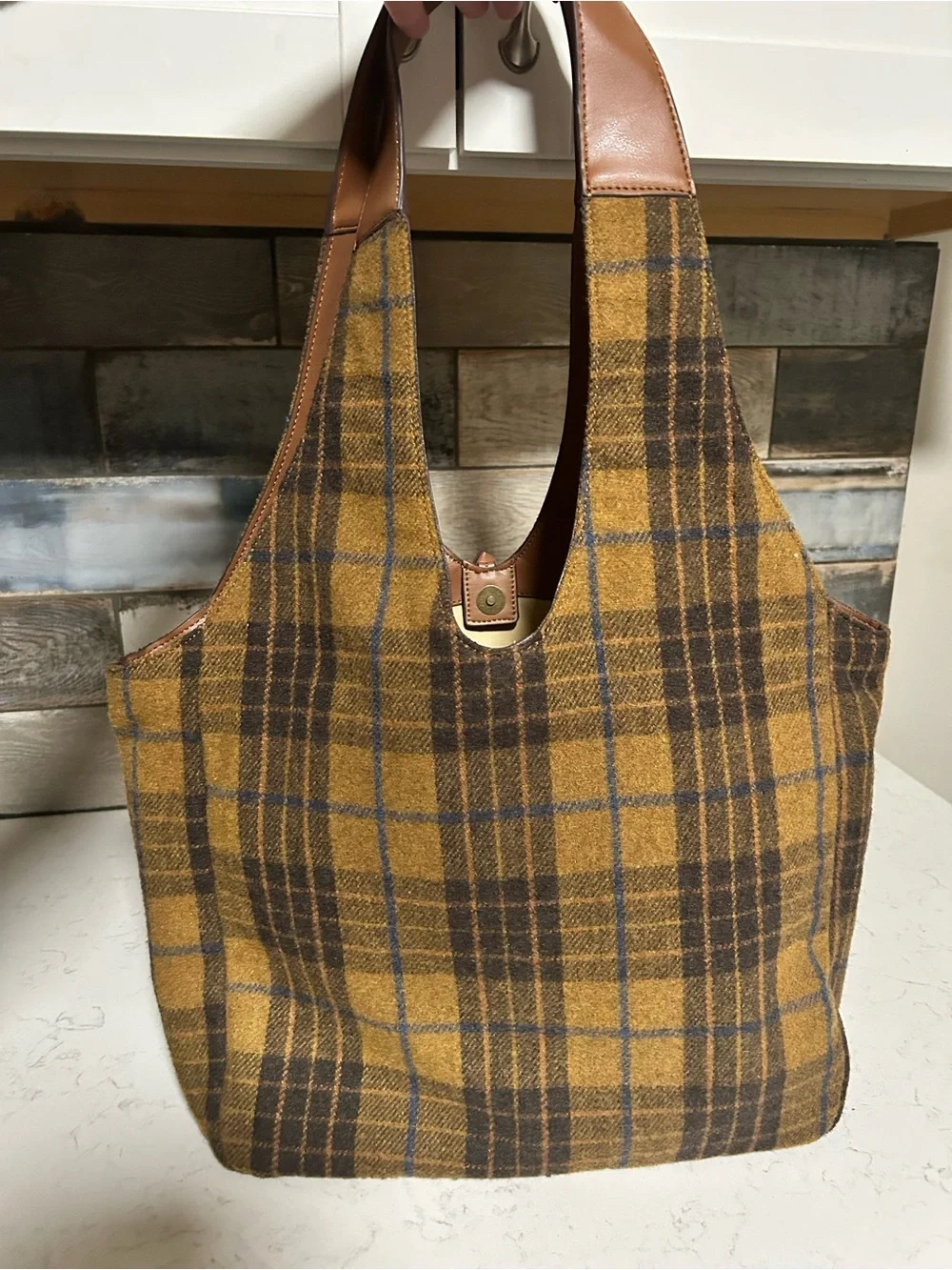 EUC 🍀 Lucky Brand Rhyn Wool Plaid Varsity Hobo Bag